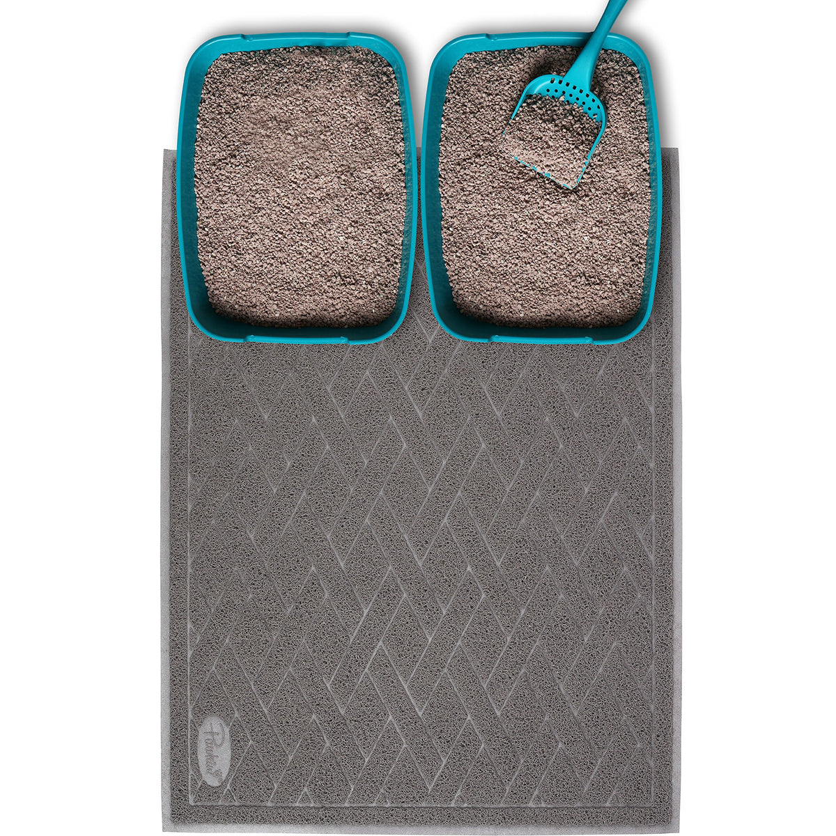 Pawkin Alfombra para arena de gatos jumbo gris atrapa litter y mantiene el suelo limpio.