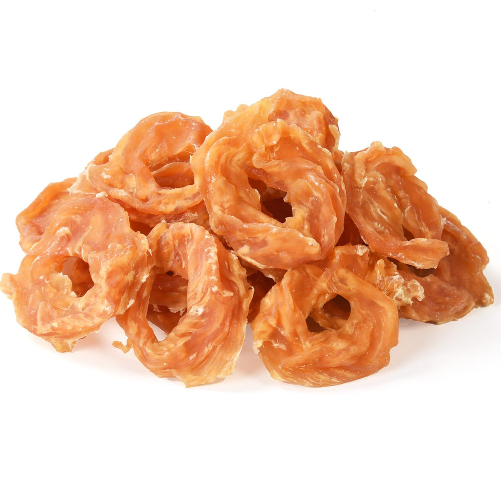 Pawmate anneaux-poulet-jerky-premium : friandise protéinée pour chiens actifs.