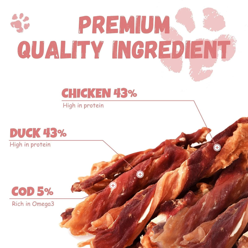 Pawmate aroma sabroso pollo-pato-bacalao, ideal para degustación y recompensa diaria