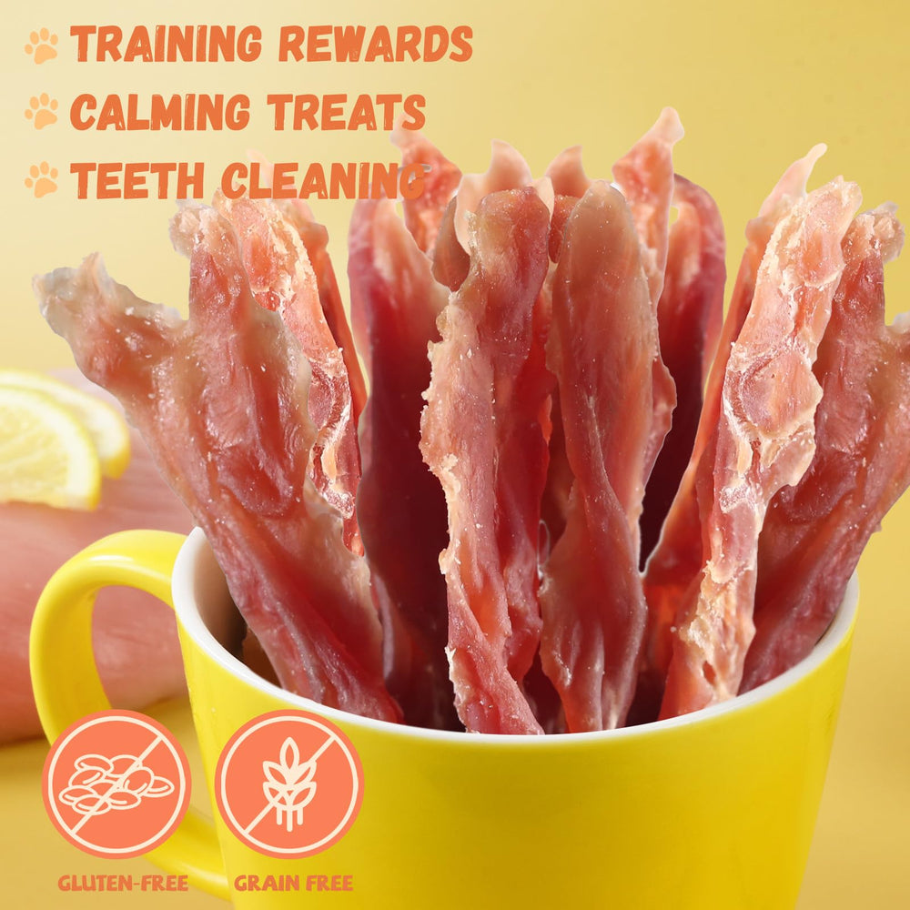 Pawmate Duck Jerky Strip with 1% Taurine supports heart and immune health.