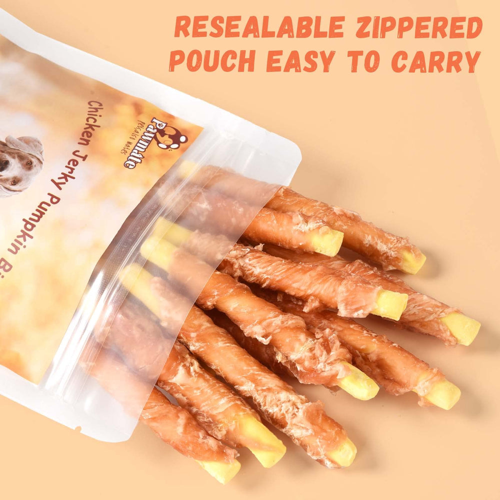 Pawmate ingredientes naturales pollo calabaza, snack nutritivo y equilibrado.