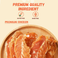 Pawmate texture poulet jerky, texture naturelle appréciée par les chiens.