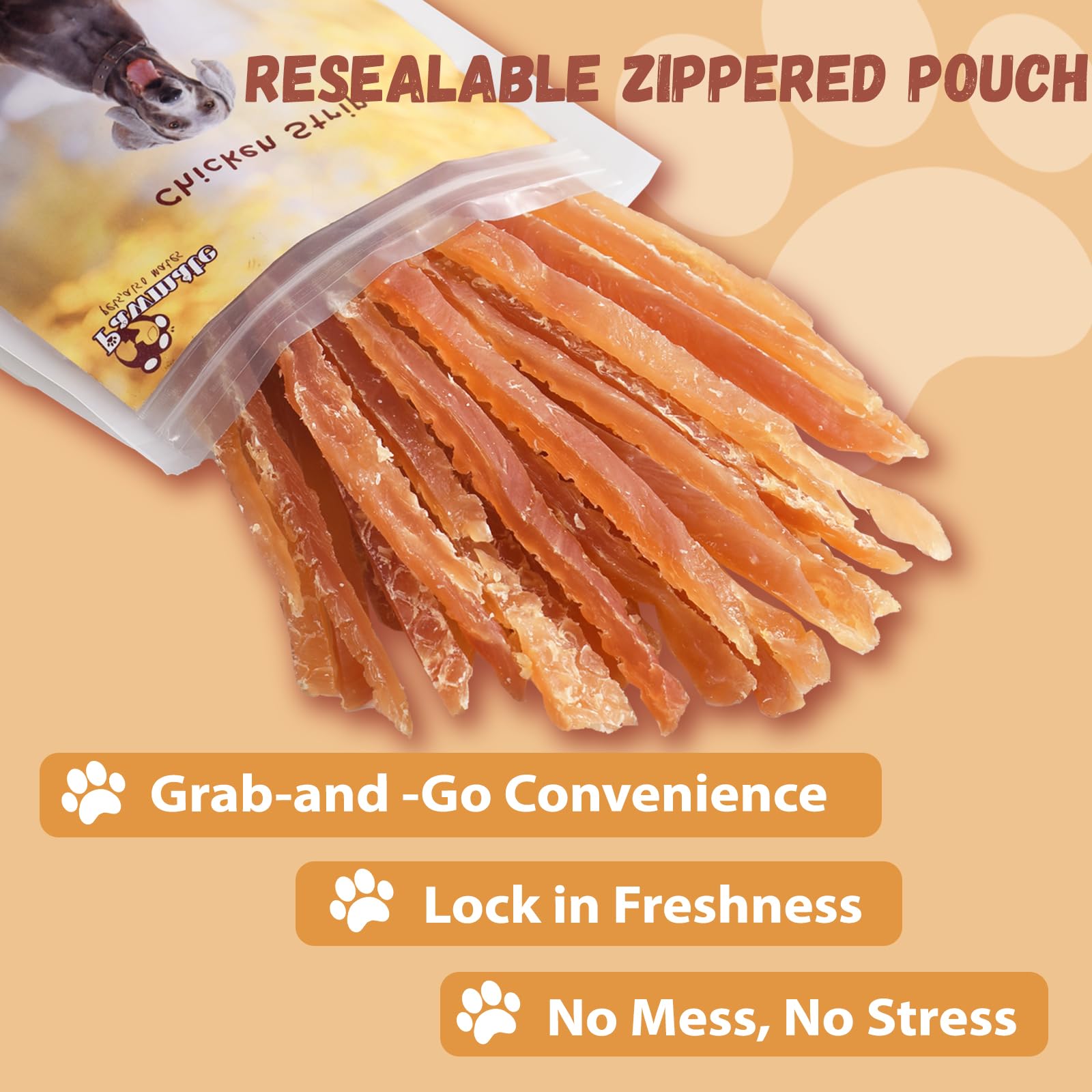 Bolsa de 10-6 oz de jerky de pollo Pawmate.