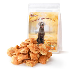 Pawmate Tiras de pollo envueltas en plátano con taurina, snack de entrenamiento.