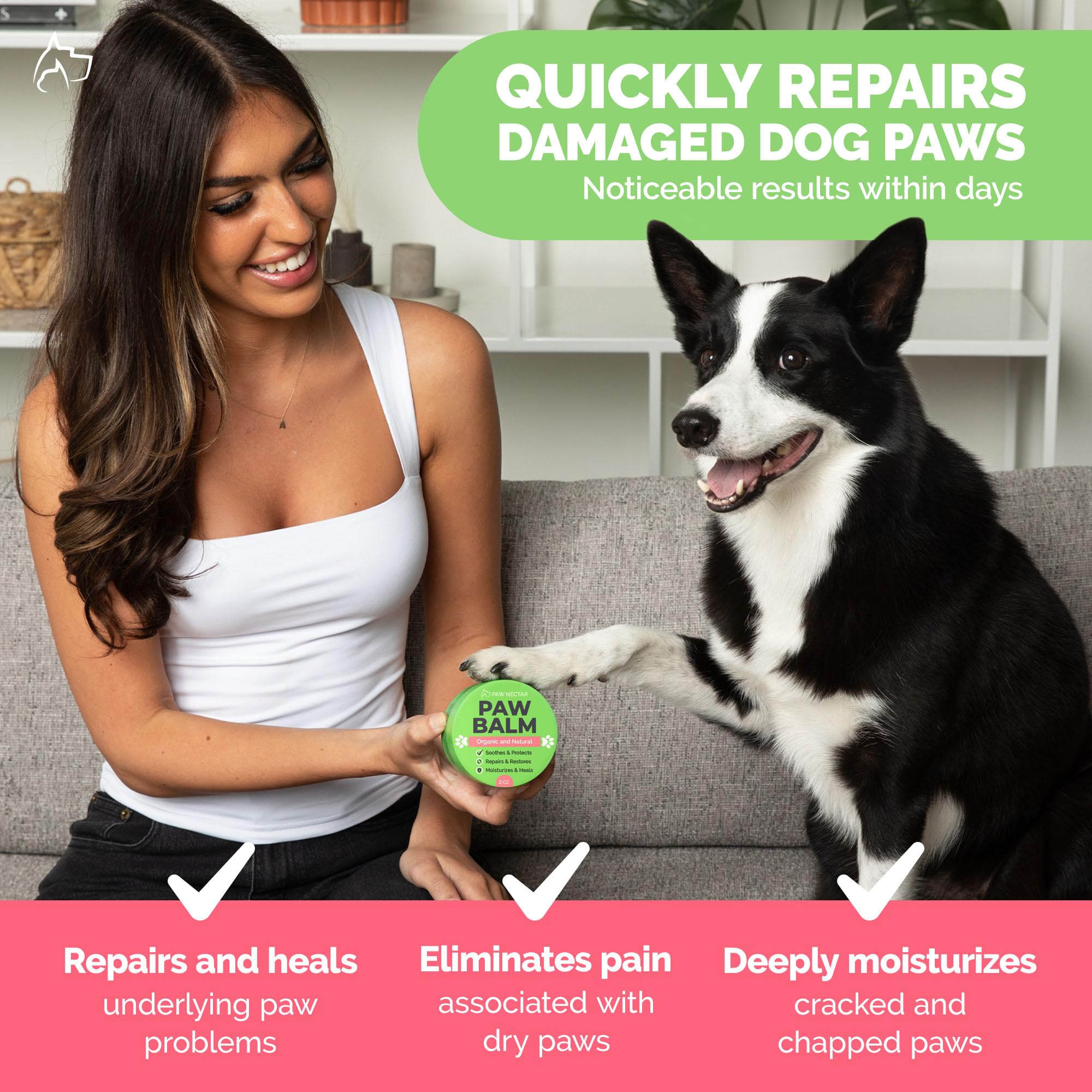 Paw Nectar envase doble, cuidado continuo de las patas.