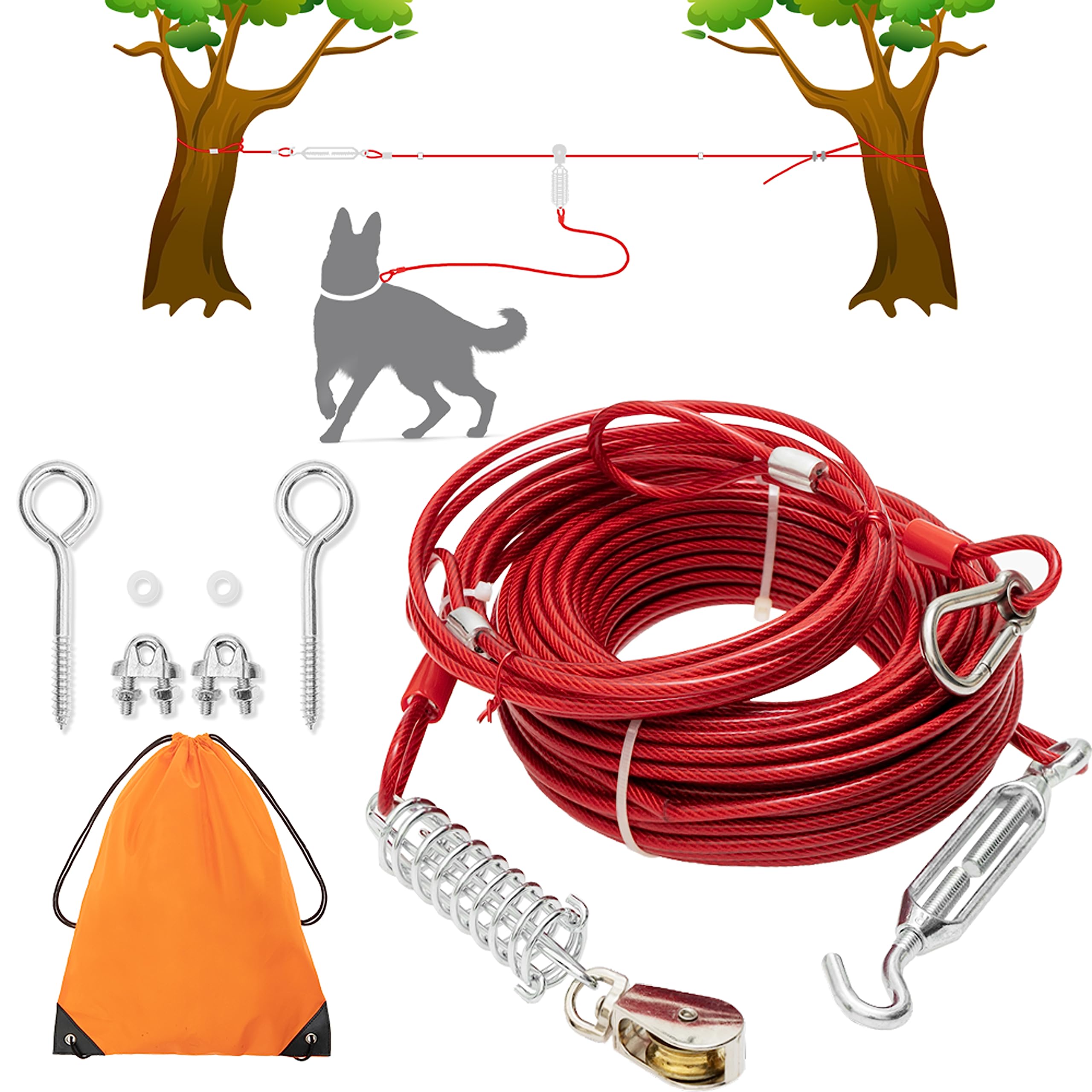 PAWNISAW cable de sujeción para perro de 100 ft ofrece libertad al aire libre