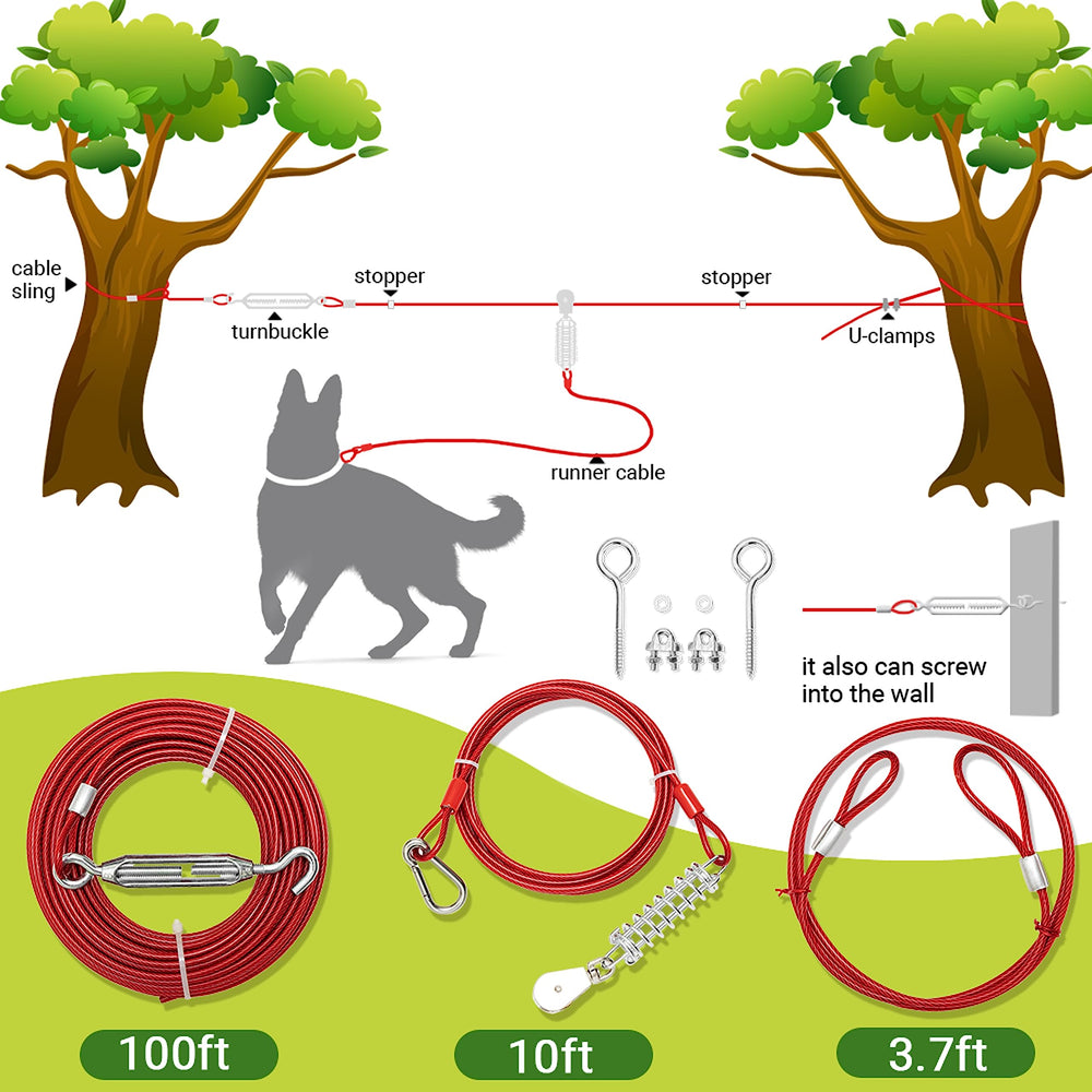 PAWNISAW cable corredor de 10 ft con resorte para perros seguro