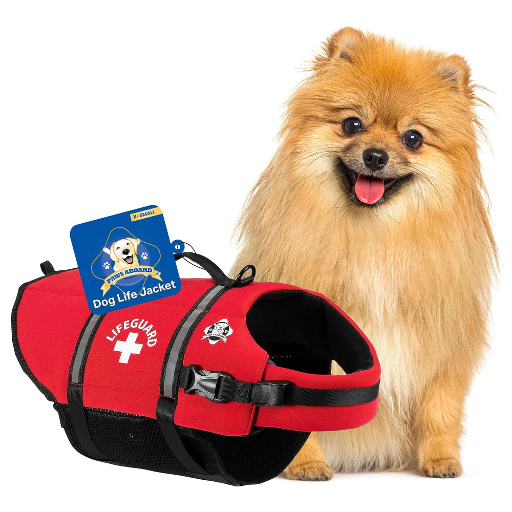 Chaleco salvavidas Paws Aboard visto frontal rojo para mayor visibilidad