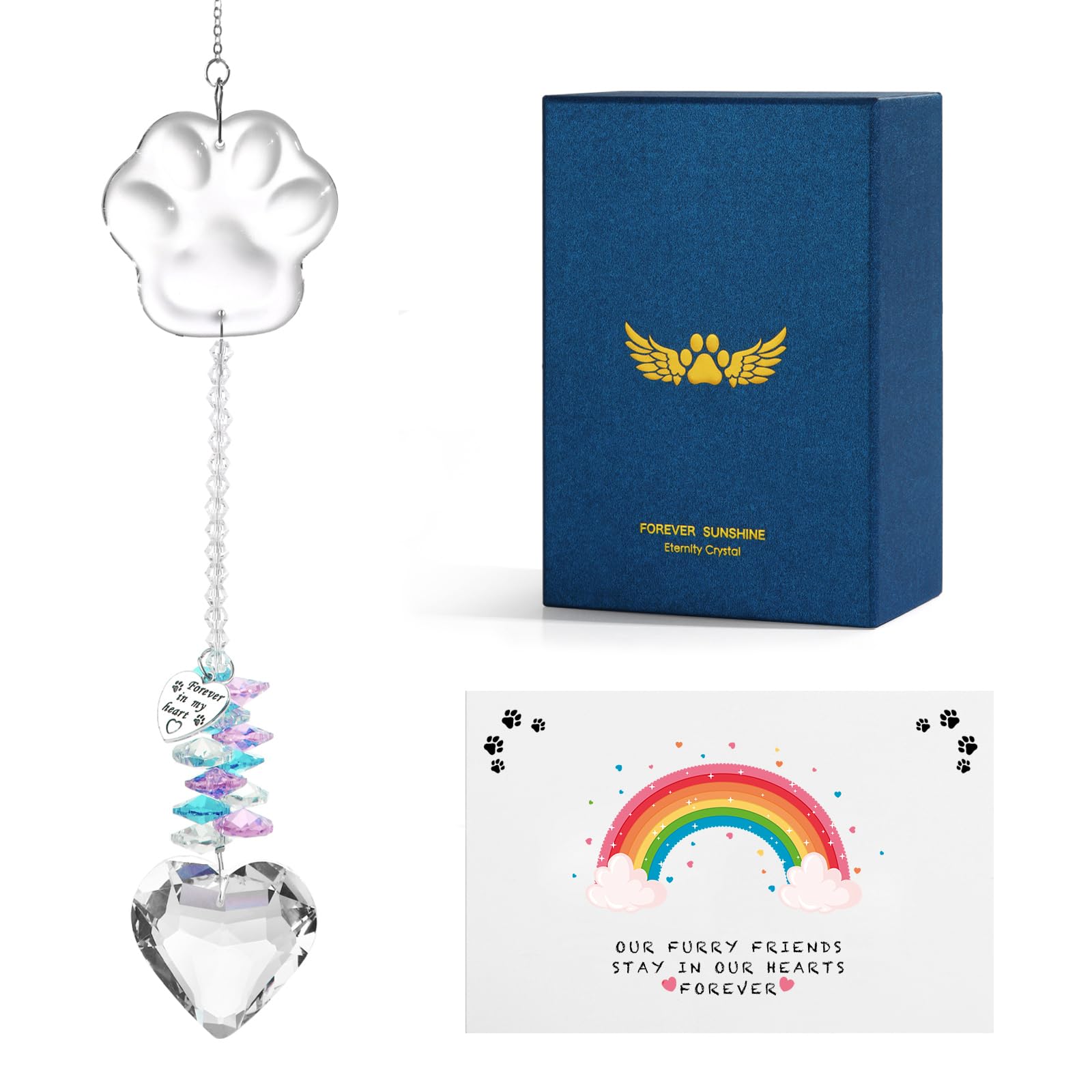 Paws Memory: vista frontal del ornamento memorial, perfecto para recordar a tu mascota con cariño.