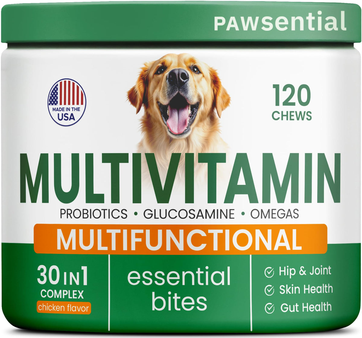 Pawsential vitaminas para perros glucosamina masticables: apoyo a articulaciones y movilidad.