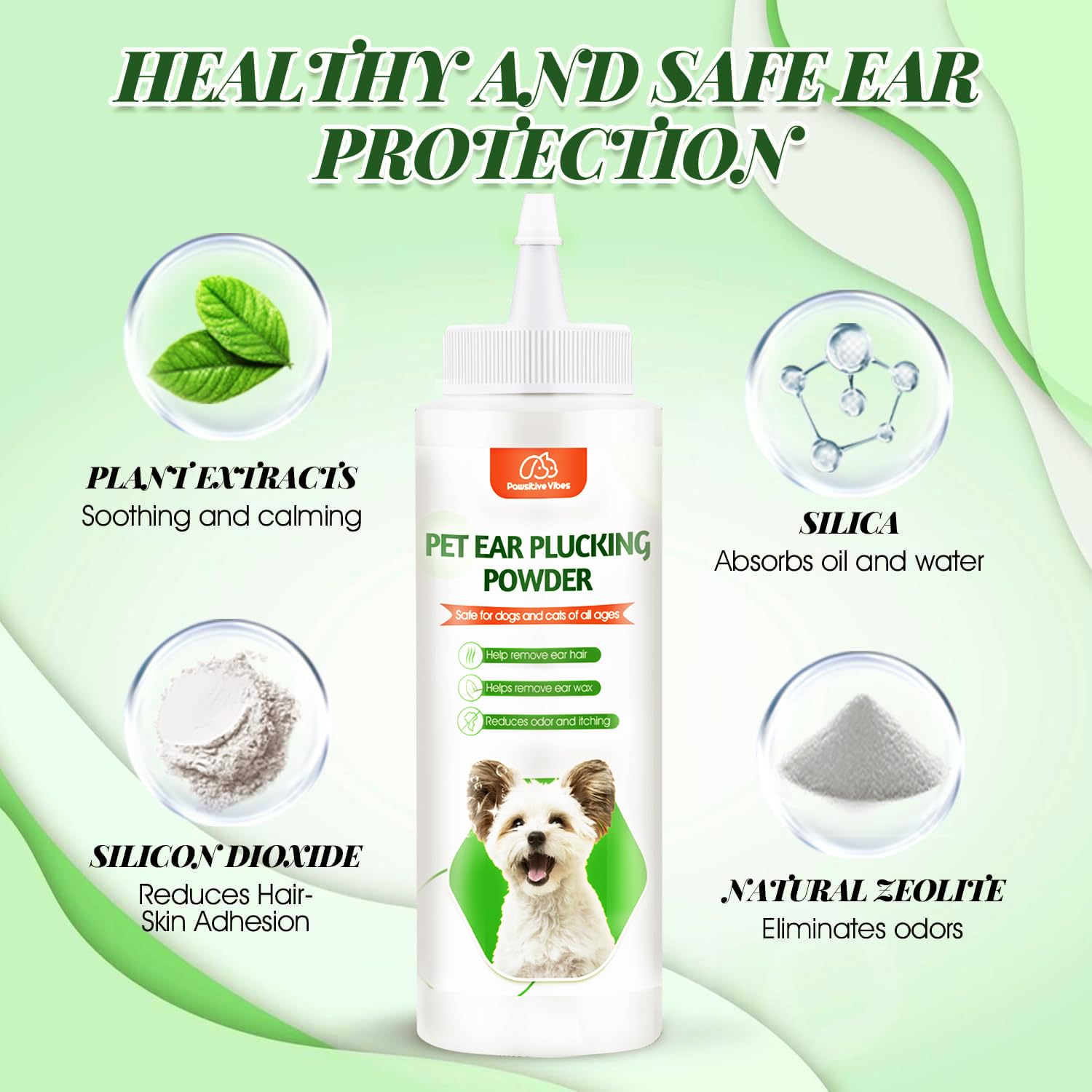 Polvo para orejas de Pawsitive Vibes 30 g: ayuda a oídos secos y limpios