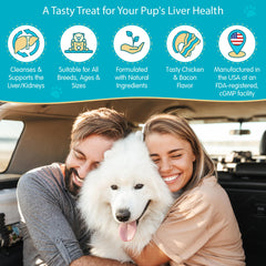 Pawsitive Wanderfound detox para riñones, formato de bocaditos, uso diario recomendado.