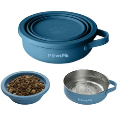 PAWSPIK 2-en-1 comedero para perros y gatos en viaje, cómodo para comer y beber