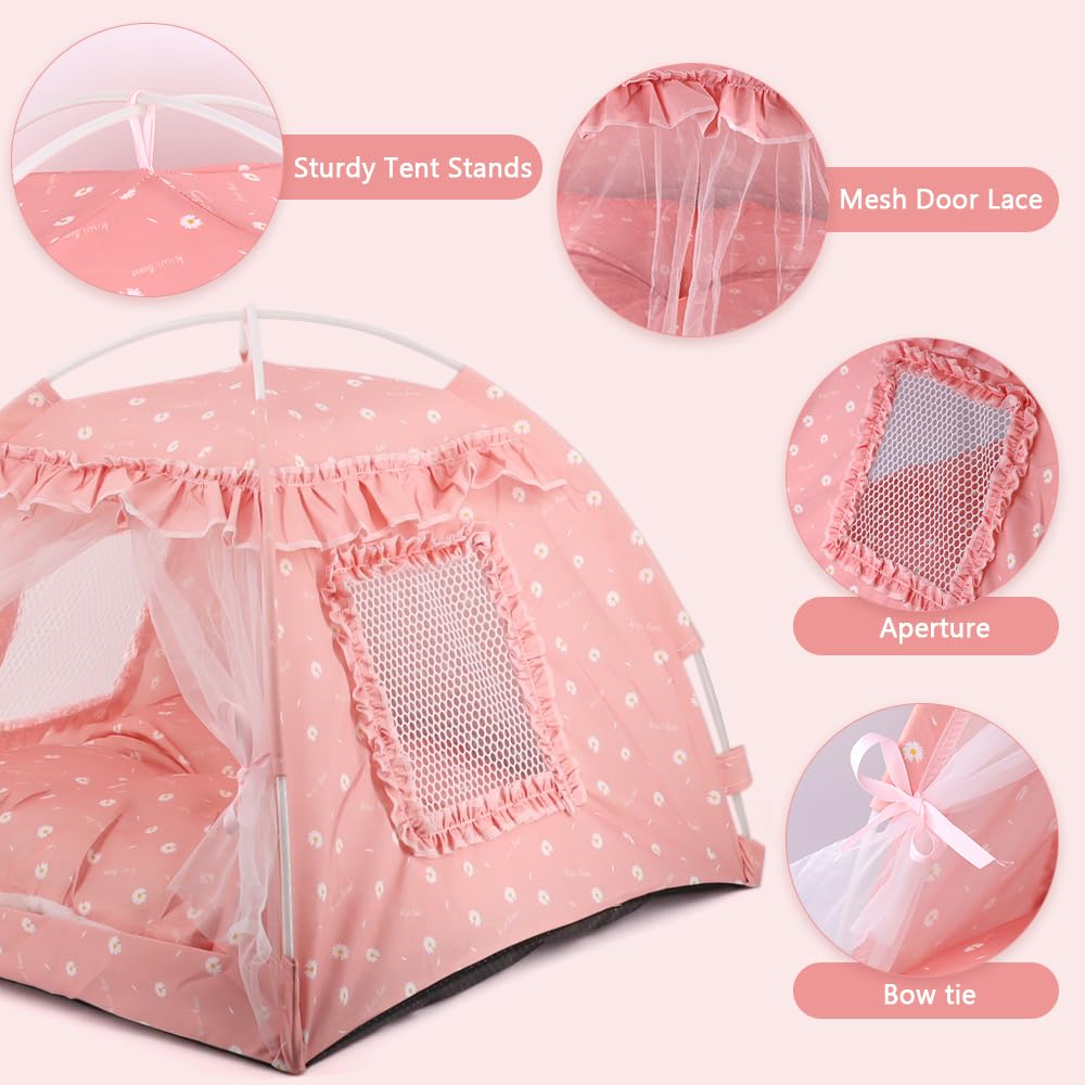Pawstrip cama tent doble lado rosa, aporta confort en todas las estaciones.