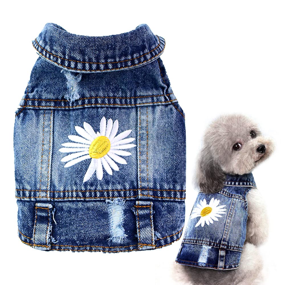 Chaqueta Pawstrip con bordado margarita para perro, estilo atractivo y cómodo.