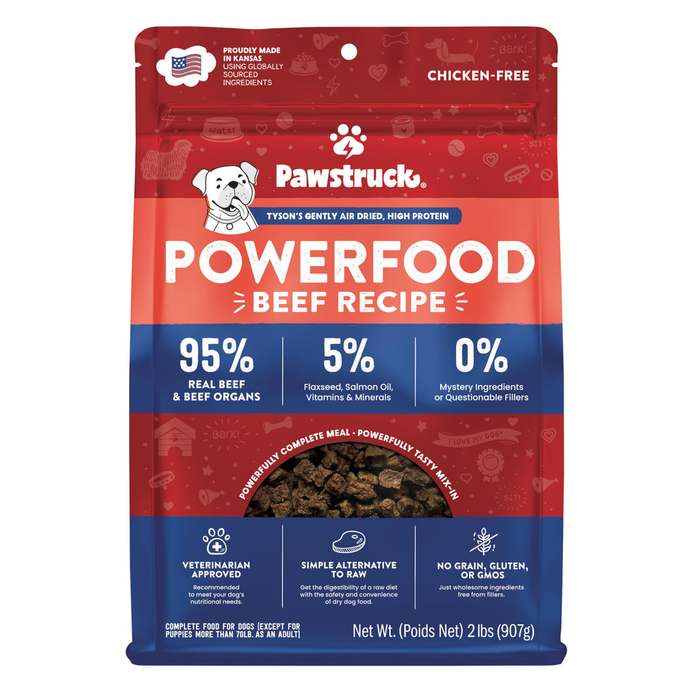 Pawstruck secado al aire con carne real, sabor crujiente para perros.