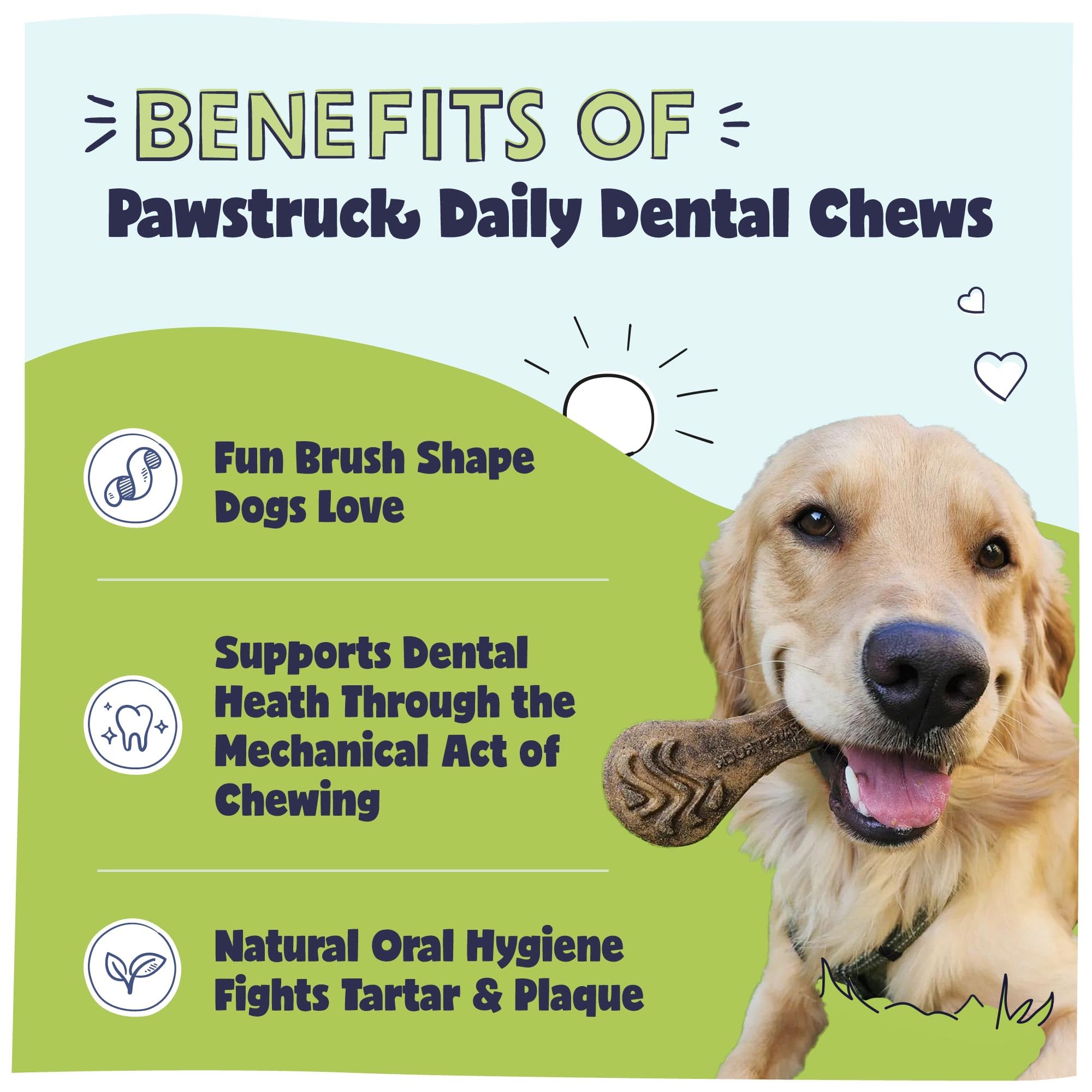 Pawstruck barritas dentales forma única con rugosidades para limpieza