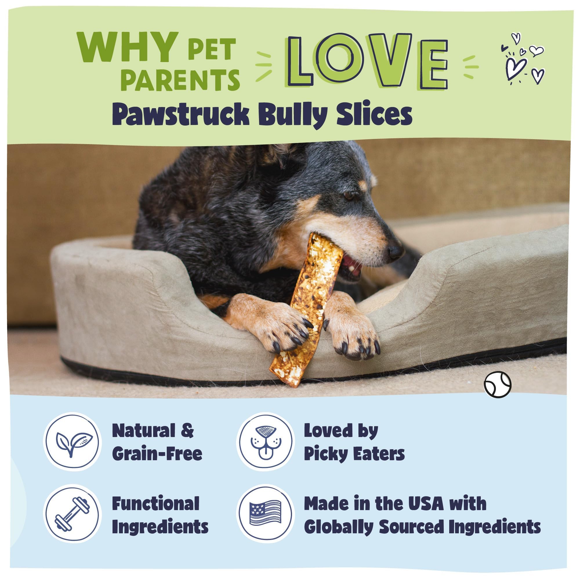 Pawstruck Bully Slices palitos de rawhide para limpieza dental suave.