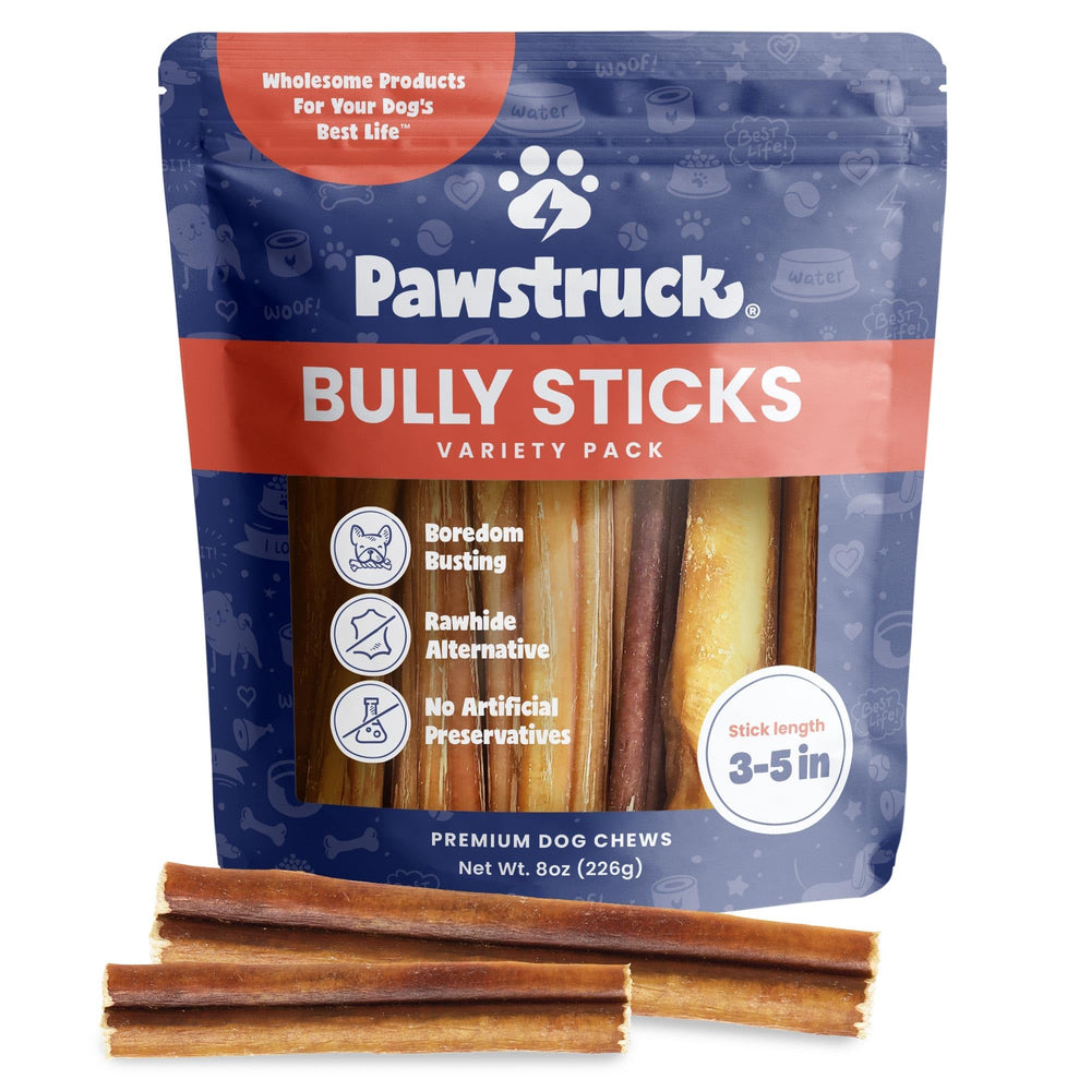 Pawstruck Bully Sticks: trozos de carne de res para perros pequeños, sabor natural.