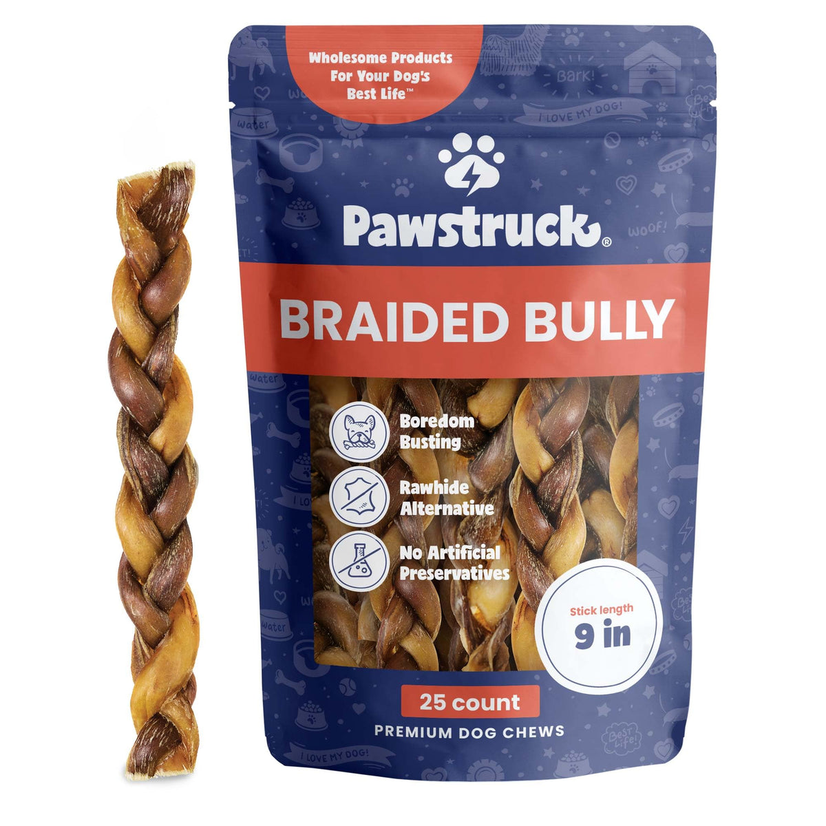 Pawstruck palitos trenzados de res: masticación duradera para perros activos