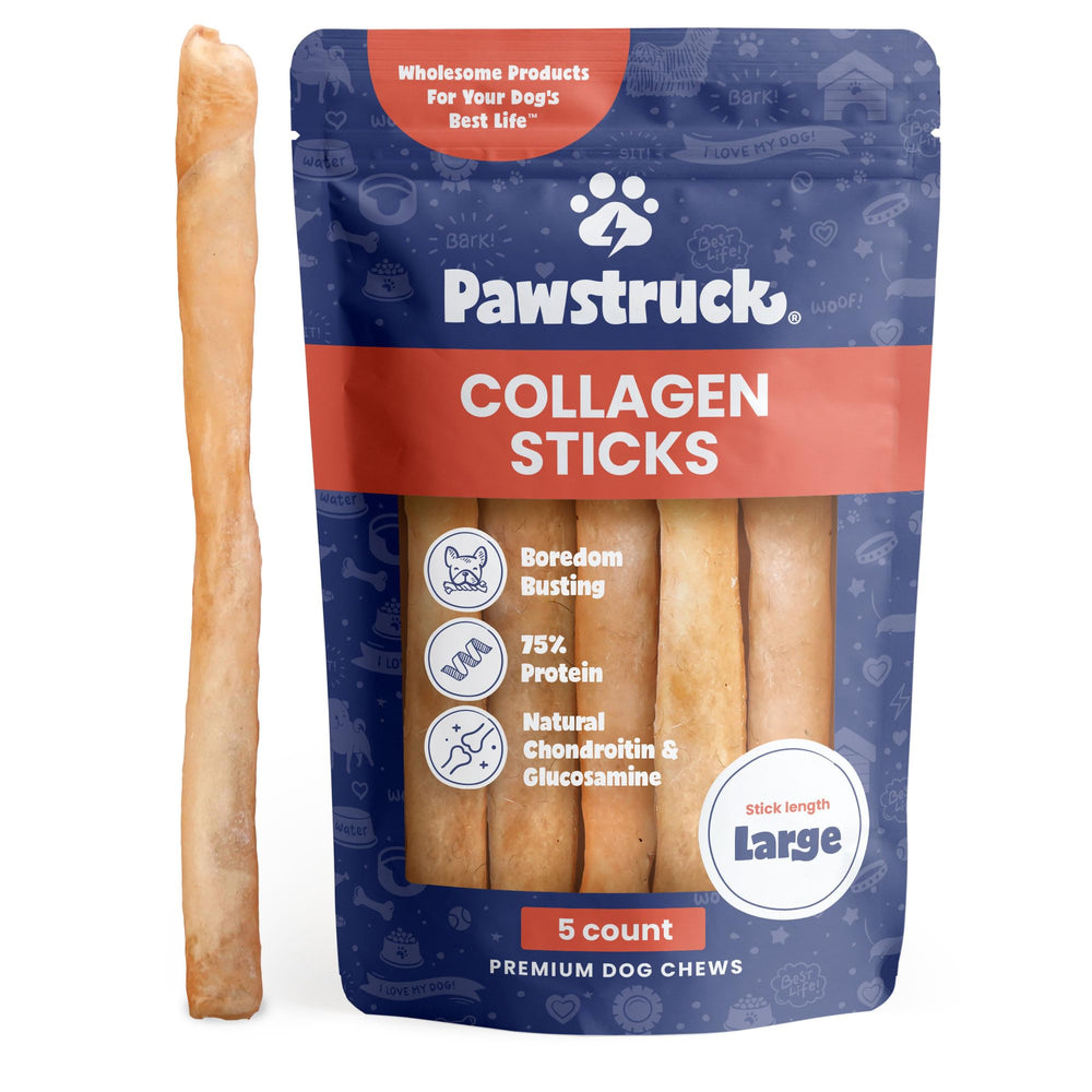 Pawstruck palitos de colágeno para perros, 12 pulgadas, masticación duradera para perros grandes.