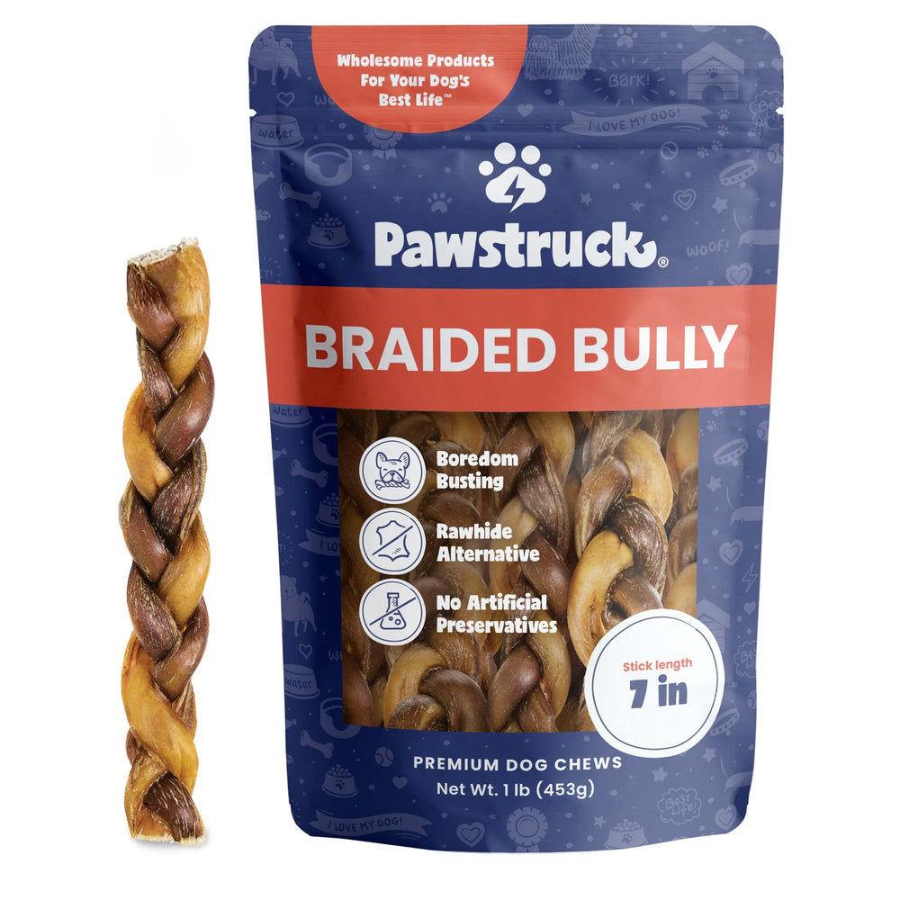 Pawstruck palitos trenzados de res, 7 pulgadas, masticación duradera.