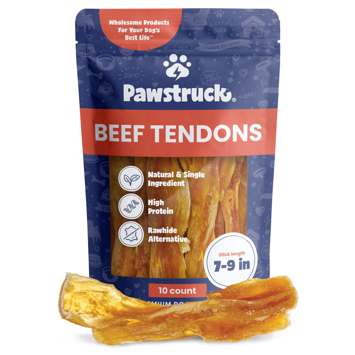 Pawstruck tendones res natural 7-9 pulgadas, palitos masticables para higiene dental suave