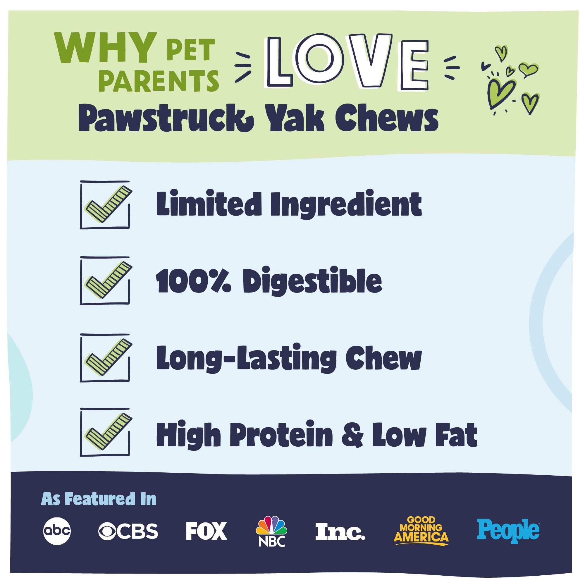 Pawstruck Yak Chew Grande con ingredientes naturales para chupar seguro.