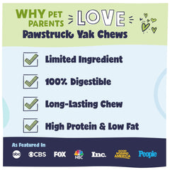 Pawstruck Yak Chew Grande con ingredientes naturales para chupar seguro.