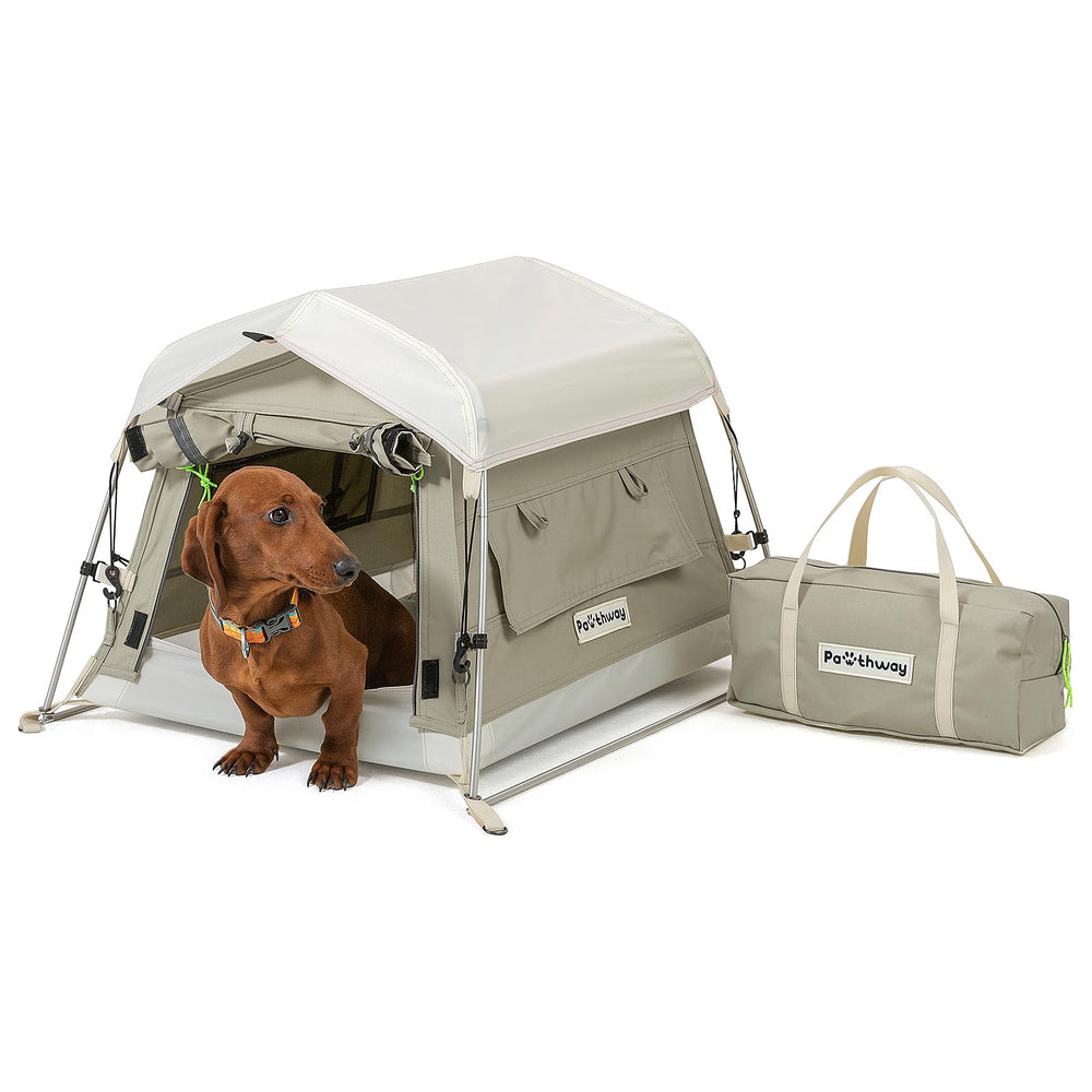 Refugio Pawthway para perro de algodón con estructura de aluminio, ideal para exterior.