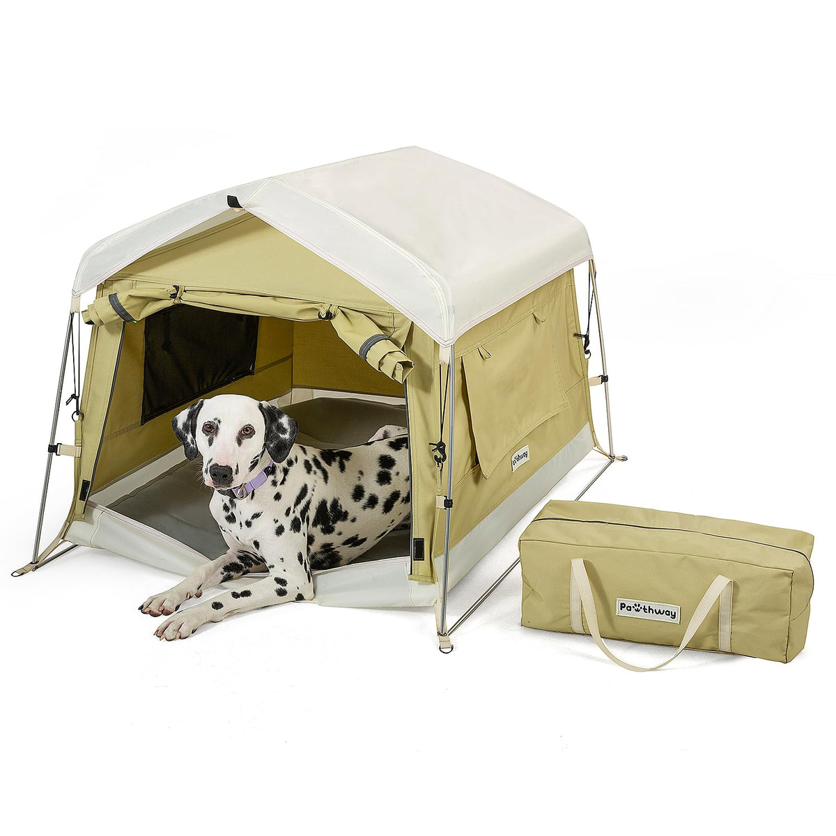 Pawthway tienda para perros con algodón y marco de aluminio, estable para exterior.