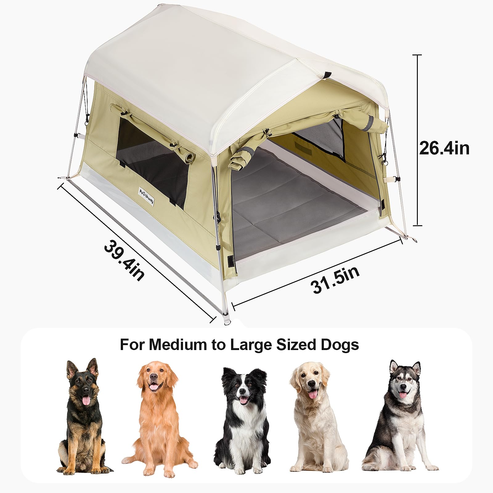 Pawthway uso exterior para patio y camping, descanso cómodo para tu perro.