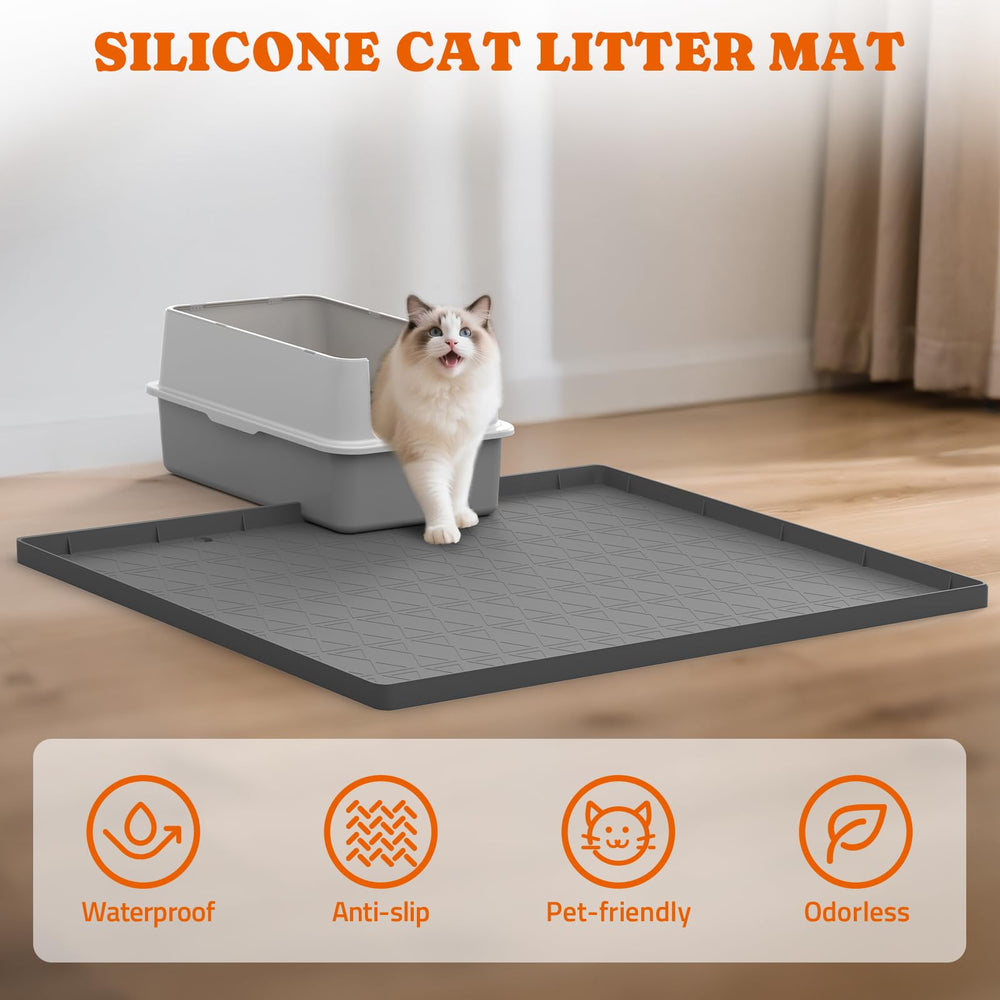 Pawtners Alfombra de silicona resistente para área de arena de gato.