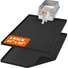 Pawtners Alfombrilla para arena de gato XXL 34x22 con borde elevado, ayuda a mantener el área limpia