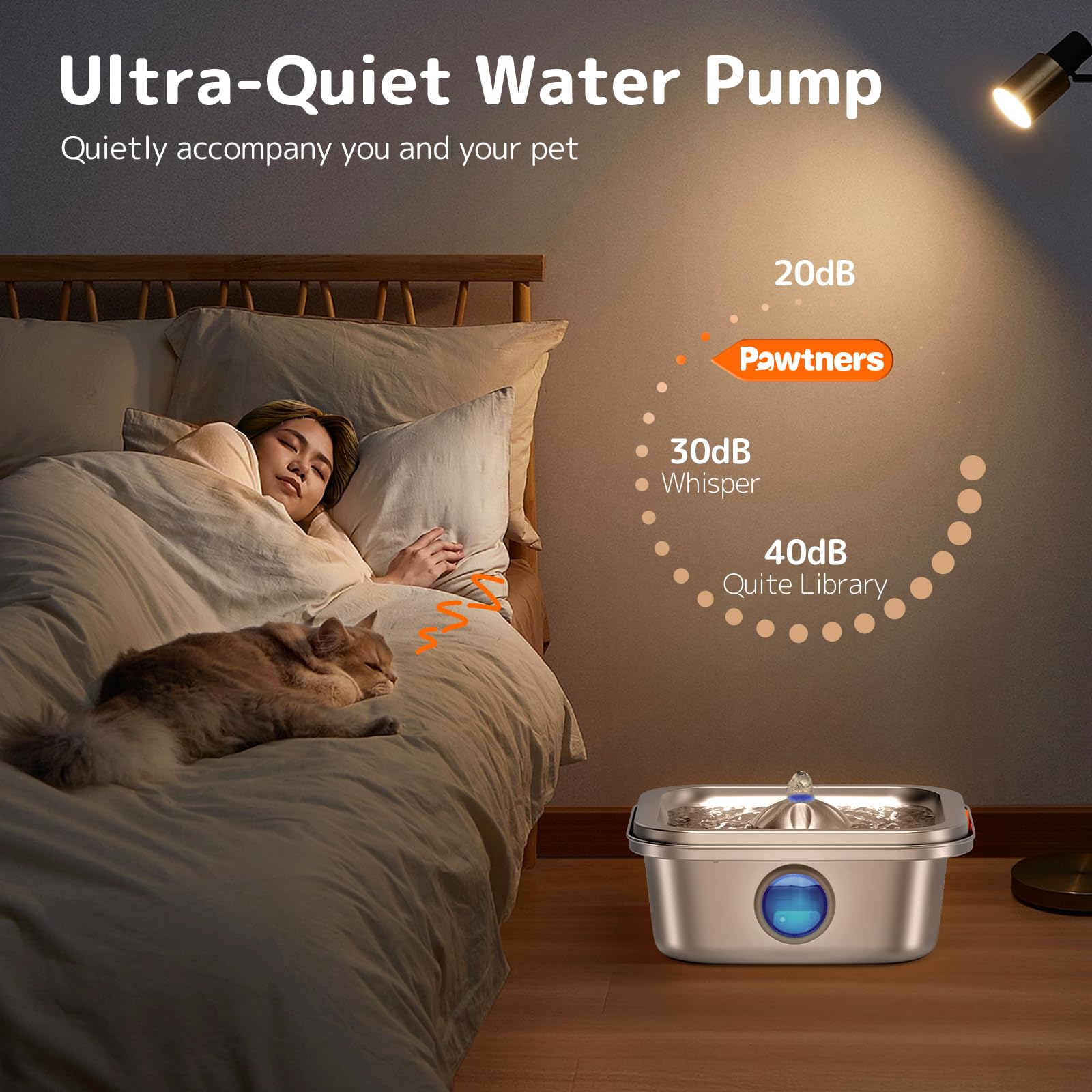 Pawtners dispensador automático para gatos con filtración continua.