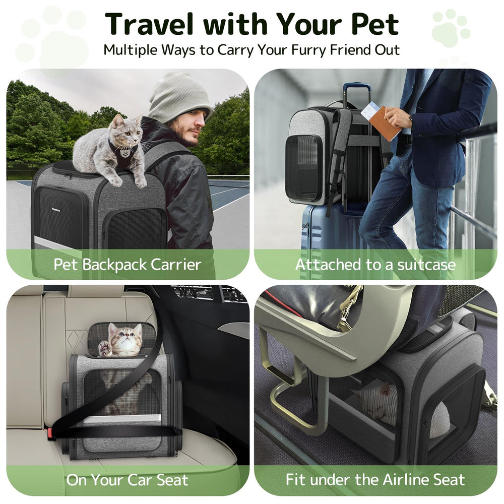 Pawtners Mochila para gato correa de seguridad para evitar escapes.