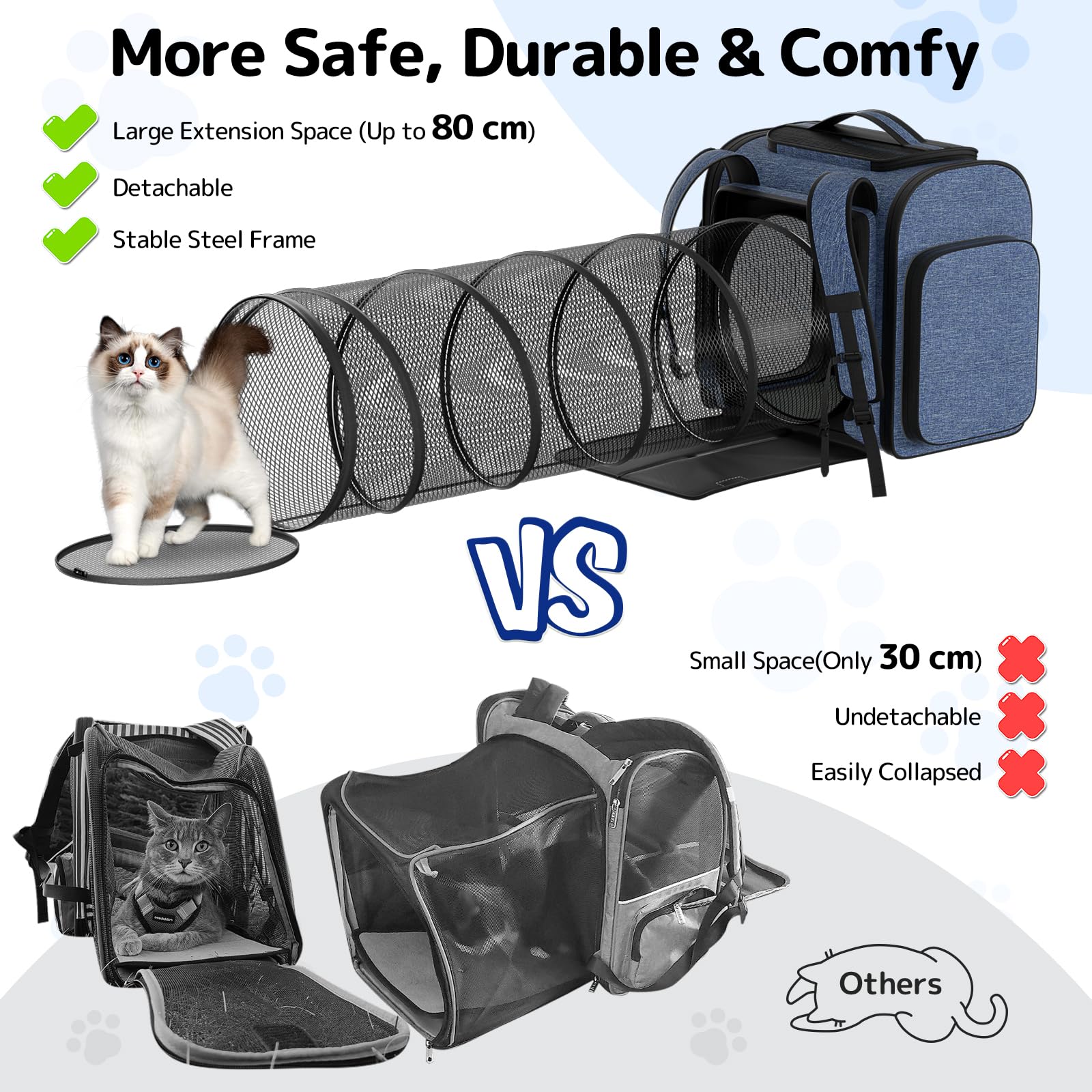 Pawtners transportín con correas y espalda ergonómicas para viajes cómodos.