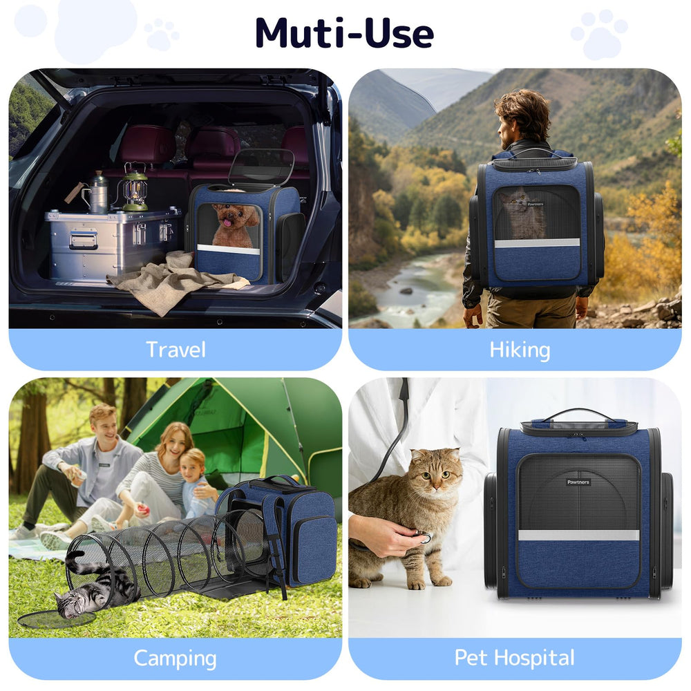 Pawtners transportín muestra medidas precisas para ajuste cómodo.