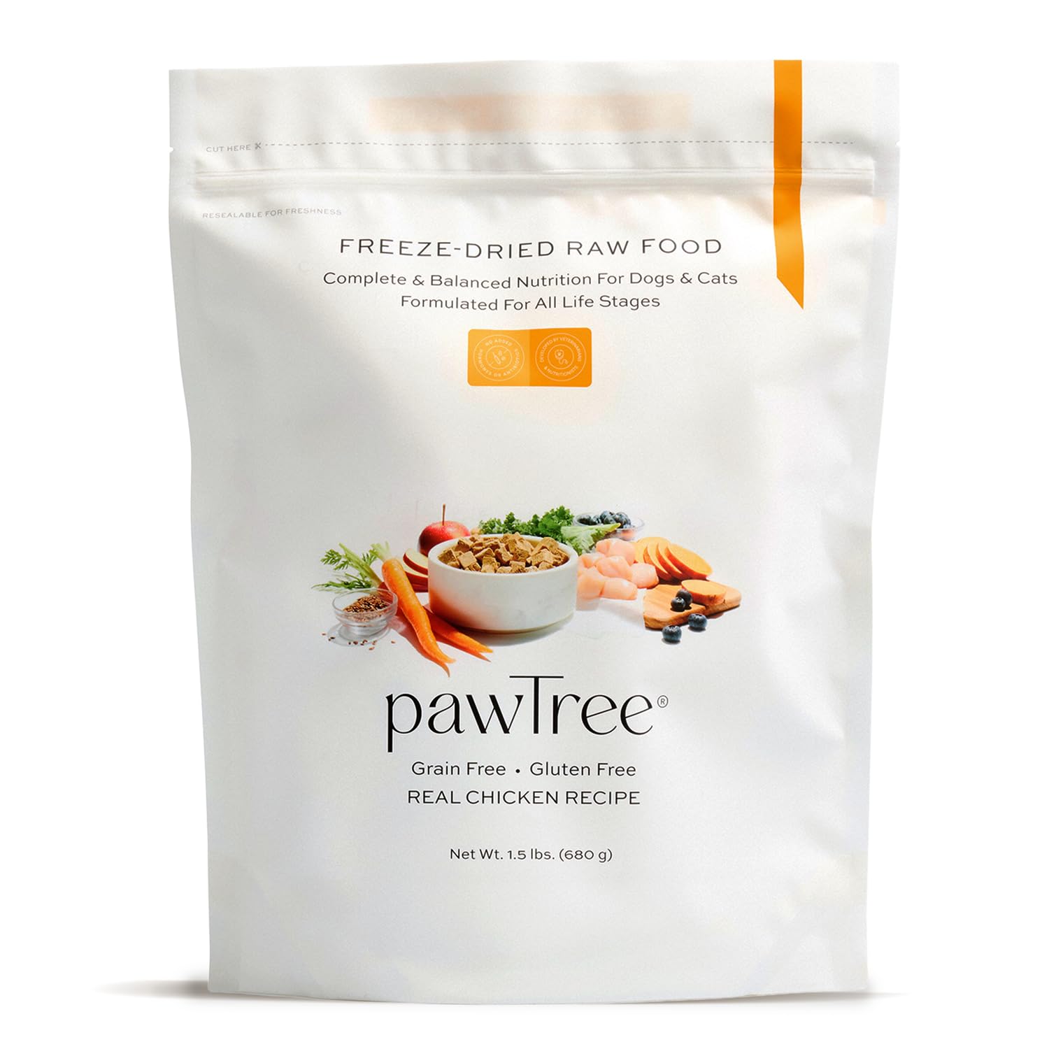 pawTree pollo crudo congelado en plato, opción nutritiva y conveniente para cada comida.