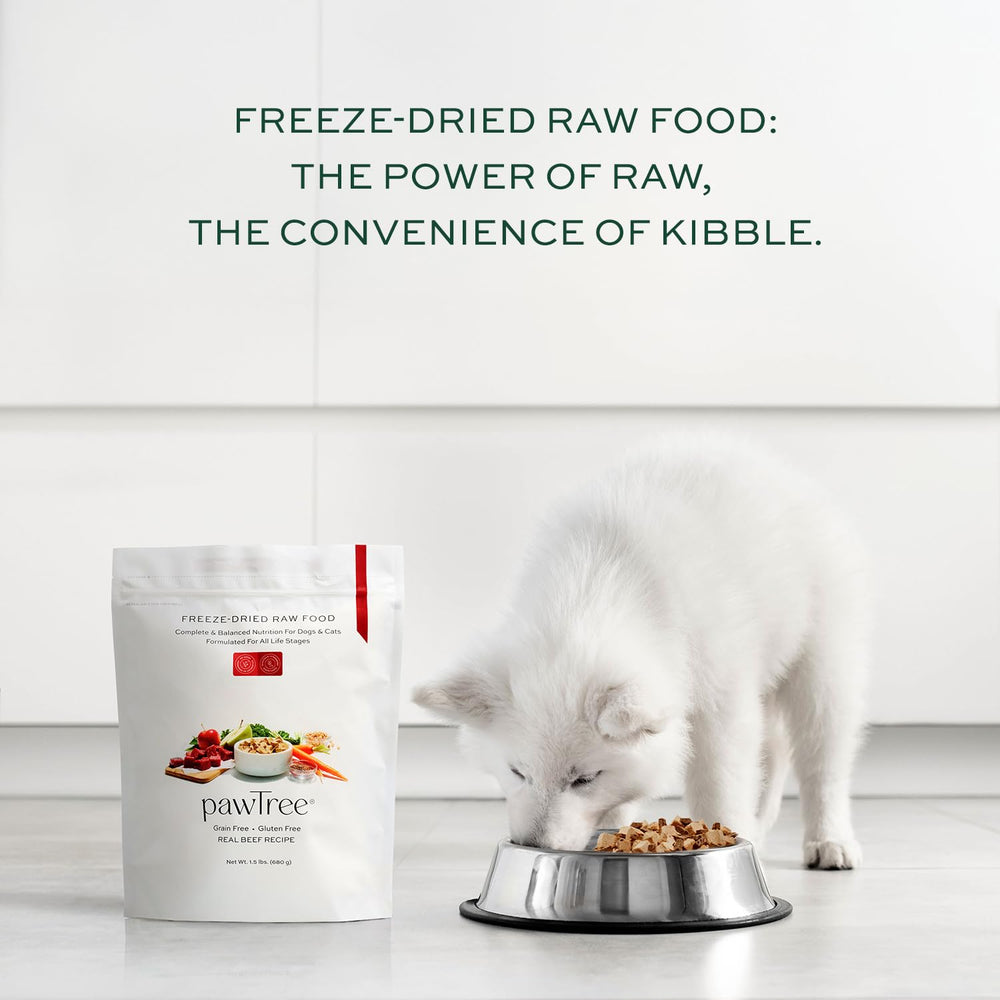 pawTree usos flexibles: plato completo, topper o snack sabroso para perros y gatos.