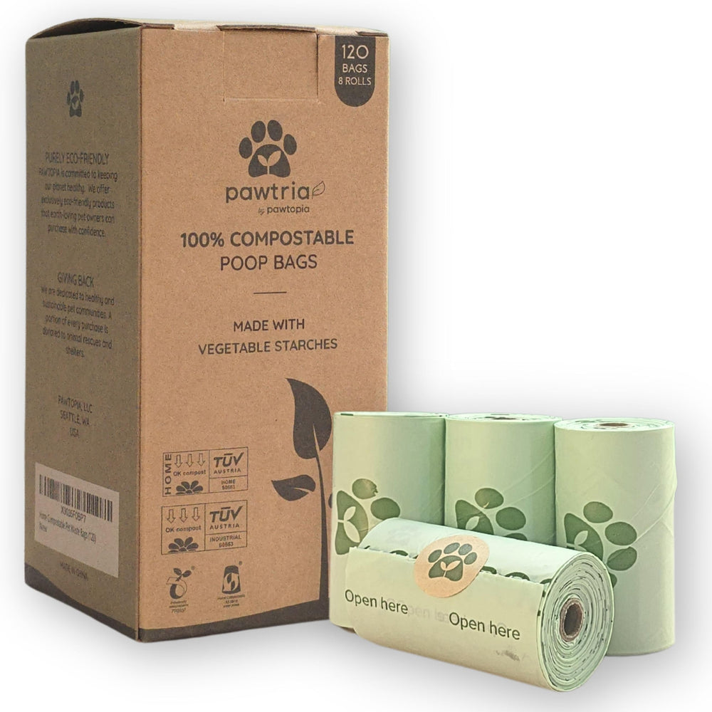 Pawtria sacs compostables, emballage recyclable et respectueux de l’environnement.