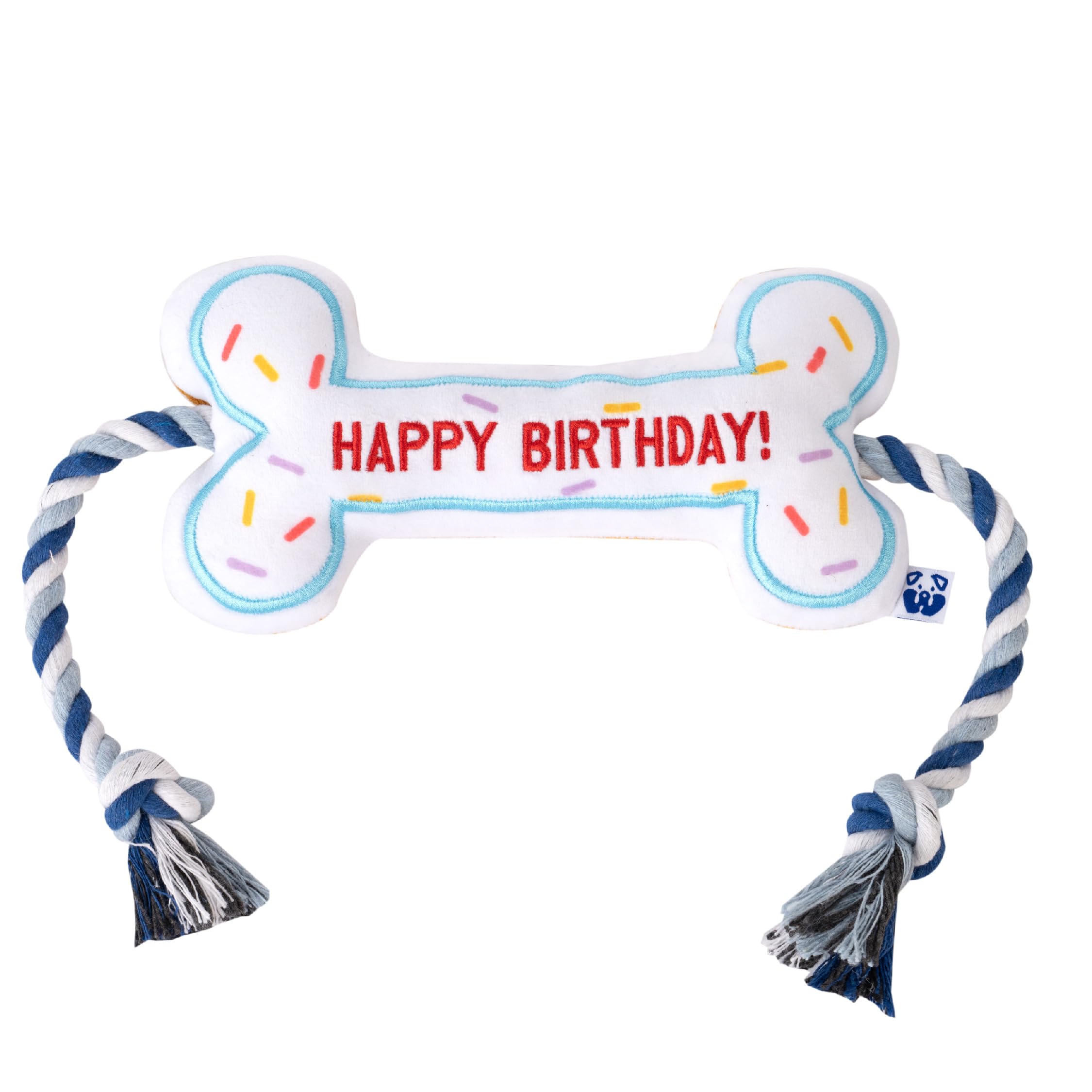 Pawty hueso-aniversario-peluche-perro: juguete tierno para celebración y juego seguro.