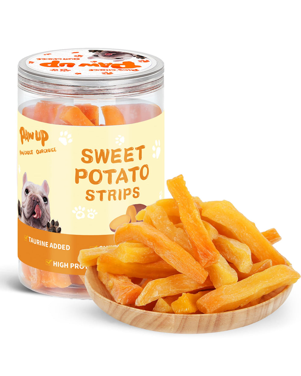 PAWUP-bandes-patates-douces-emballage: emballage refermable pratique pour stocker les friandises