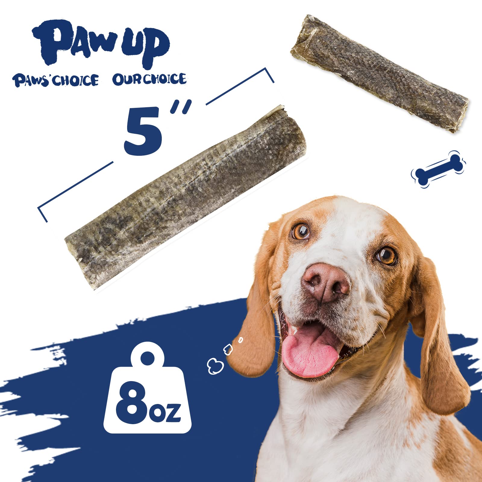 PAWUP Bouchées-peau-cabillaud-naturelles, texture croquante idéale pour favoriser le nettoyage des dents.