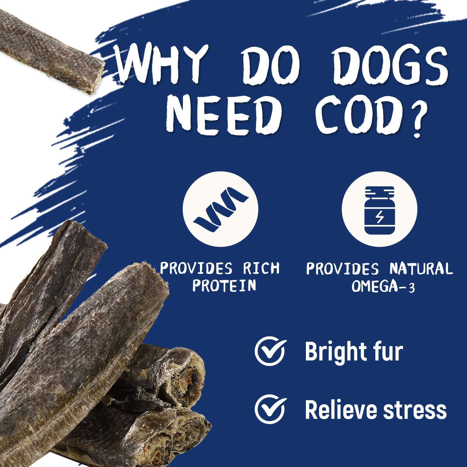 PAWUP Délices-cabillaud-peau-aromatique, saveur naturelle appréciée par les chiens.