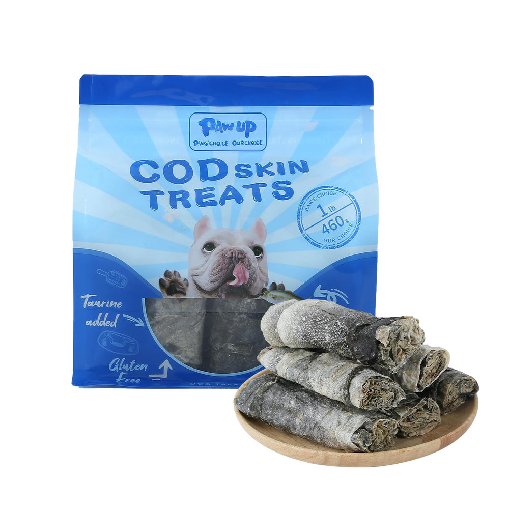 PAWUP Piel de bacalao para perros: snack en envase, masticable y natural.