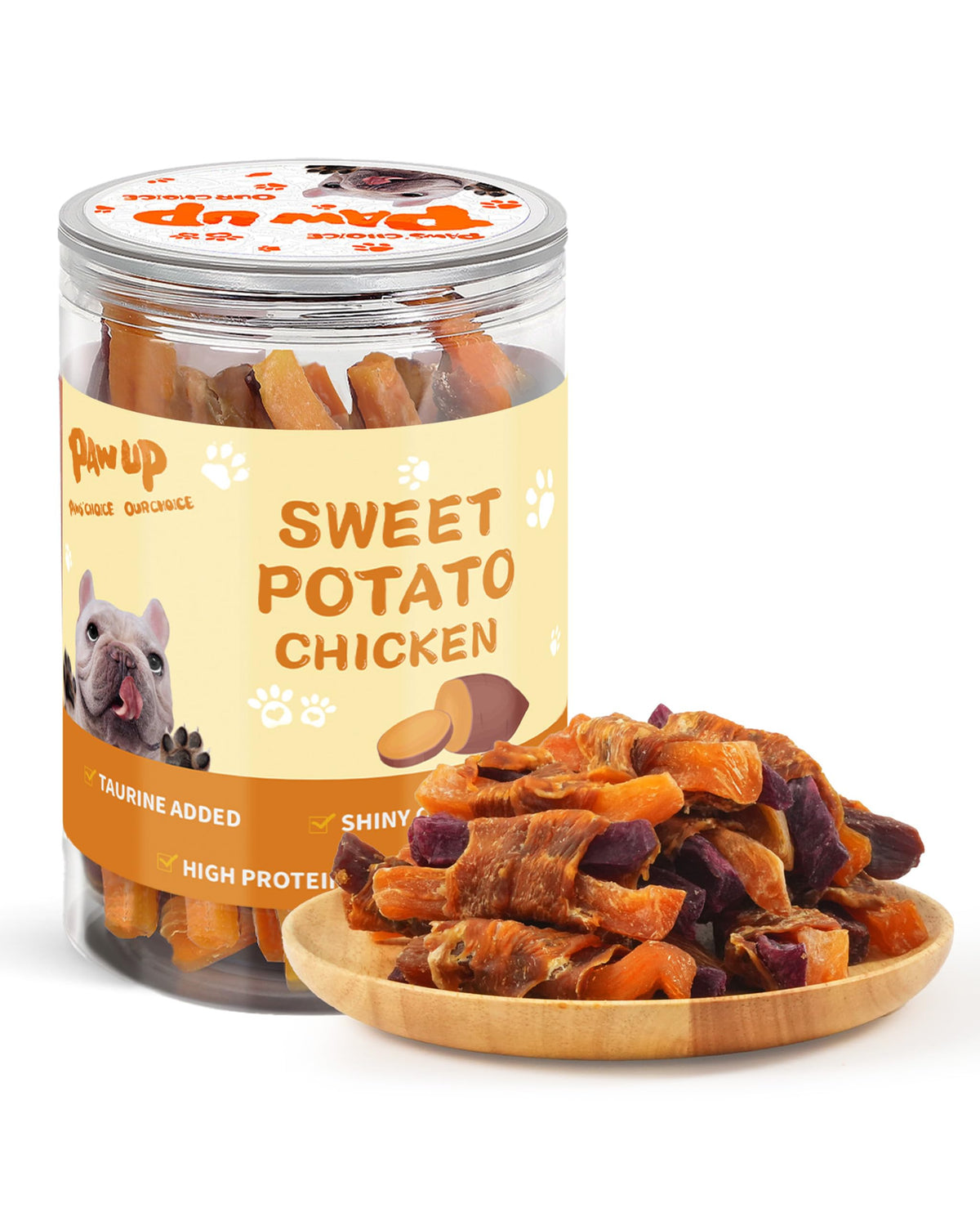 PAWUP pollo y batata, snack sabroso para perros activos y felices.