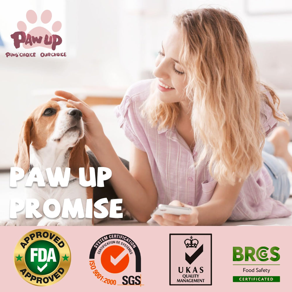 PAWUP sin colorantes artificiales: snack saludable que apoya la variedad de sabor.