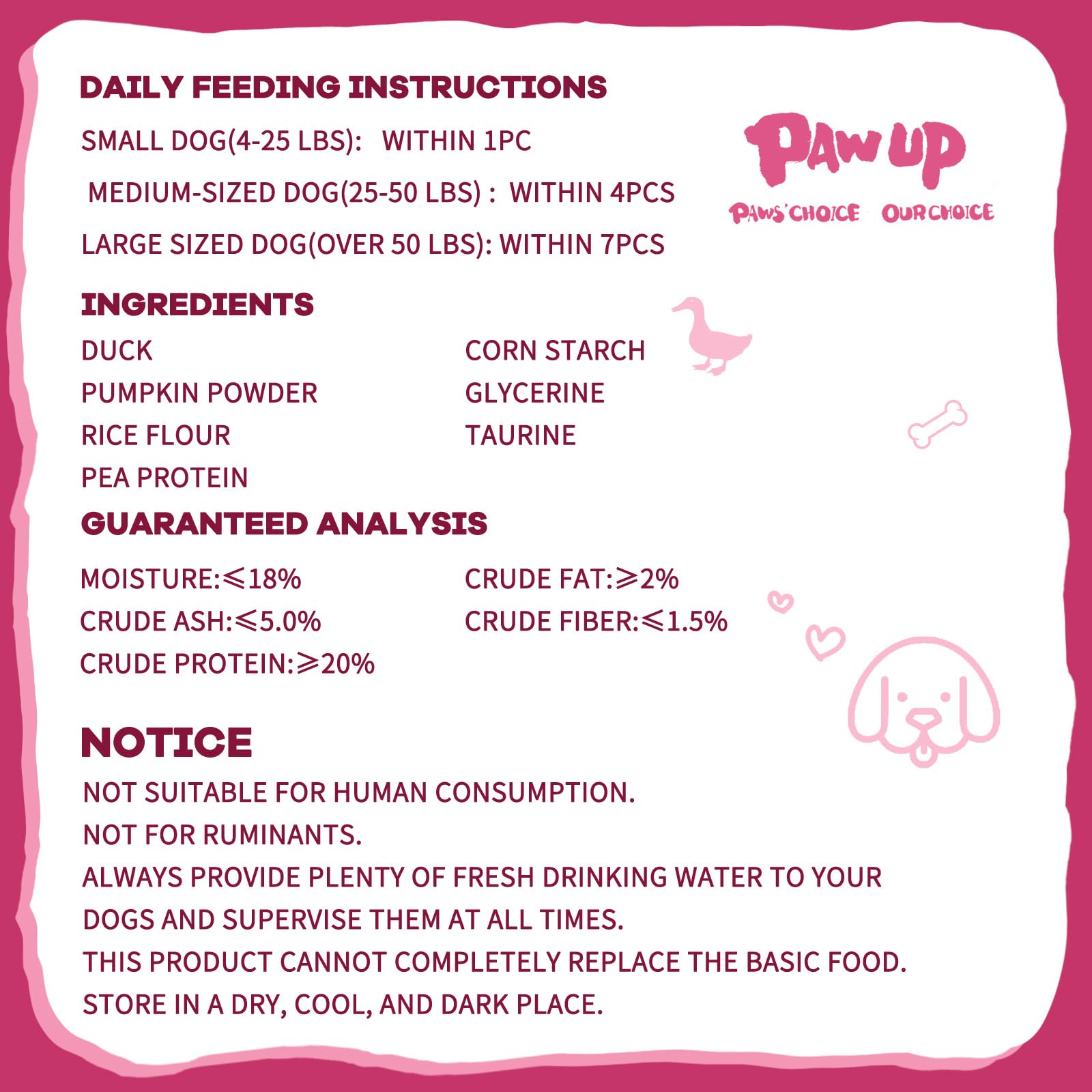 PAWUP snack diario para perros pequeños, porciones listas para compartir.