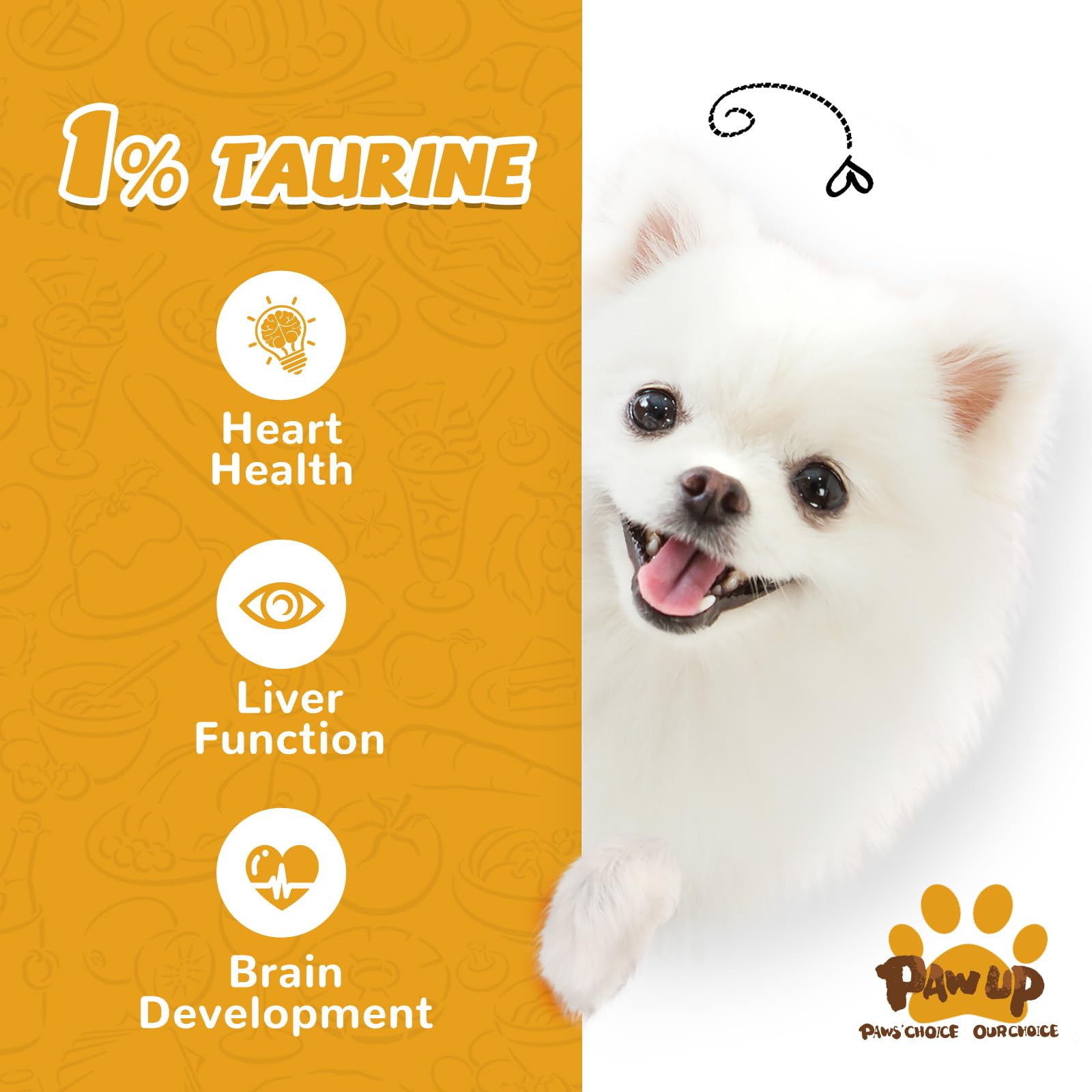 PAWUP friandises avec taurine ajoutée, soutien potentiel lors des séances de jeu.